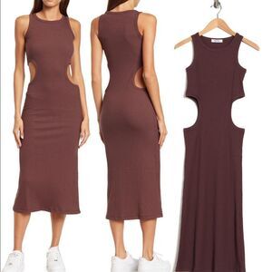 Ena Pelly Billie Racer Side Cutout Ribbed Dress NEW